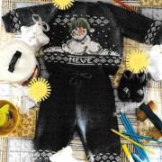 Как связать  костюм из свитера со снеговиком и штанишек с пинетками