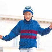 Как связать  узорчатый свитер с полосами для мальчика