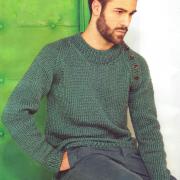 Как связать для мужчин мужской пуловер с рукавом реглан с пуговицами