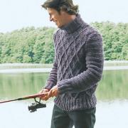 Как связать для мужчин мужской пуловер с узором "ромбы"
