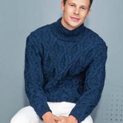 Как связать для мужчин мужской свитер крупной вязки с фантазийным узором
