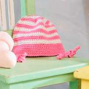 Как связать  детская шапка в розовую полоску