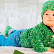 Как связать  меланжевая шапочка, носочки и жакет для малыша