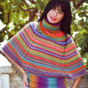 Как связать спицами цветной пуловер свободного покроя