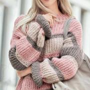 Как связать спицами полосатый пуловер оверсайз