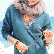 Как связать спицами пуловер цвета морской волны