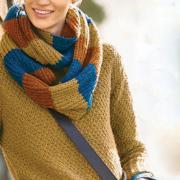 Как связать спицами пуловер с жемчужным узором и цветной шарф-хомут