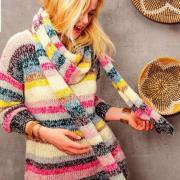 Как связать спицами удлиненный полосатый свитер и длинный шарф