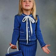 Как связать спицами детская синяя юбка