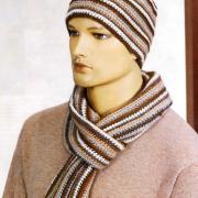 Как связать крючком мужской шарф и шапочка с варежками в полоску