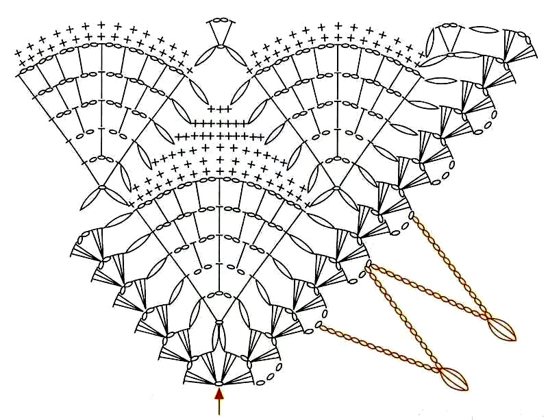 Схема филейного вязания шали